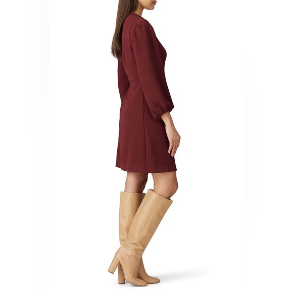 BURGUNDY DRESS TEXTURED AND THREAD DRESS - Picture 3 of 4